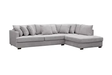 Rossita 4-seters Høyrevendt L-formet Dyp Sjeselongsofa i Chenille - Trenza 03, Grå Chenille - Møbler - Sofaer - Sofa med sjeselong