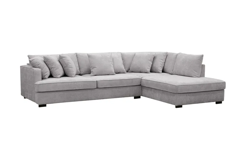 Rossita 4-seters Høyrevendt L-formet Dyp Sjeselongsofa i Chenille - Trenza 03, Grå Chenille - Møbler - Sofaer - Sofa med sjeselong