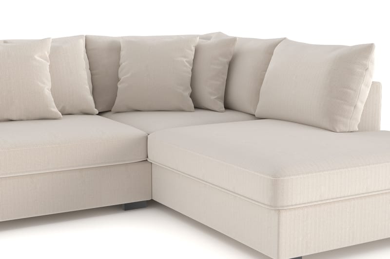 Rossita 4-seters Høyrevendt L-formet Dyp Sjeselongsofa i Kordfløyel - Beige - Møbler - Sofaer - Sofa med sjeselong