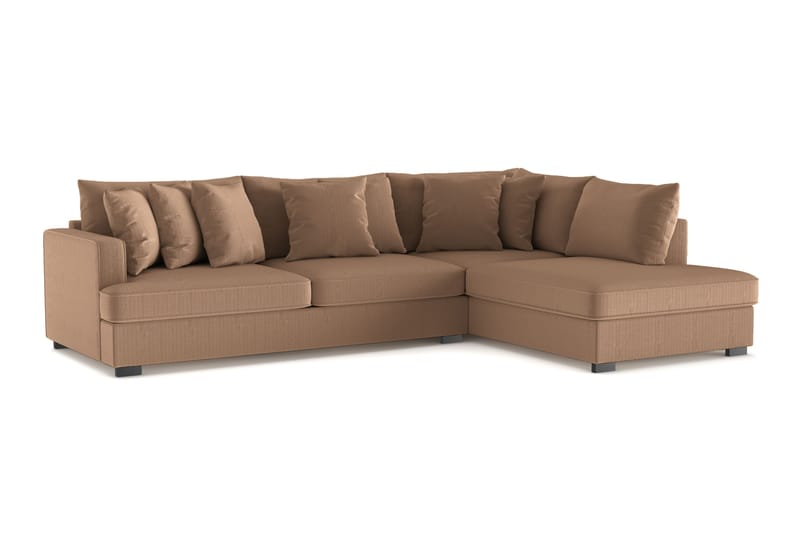 Rossita 4-seters Høyrevendt L-formet Dyp Sjeselongsofa i Kordfløyel - Brun - Møbler - Sofaer - Sofa med sjeselong
