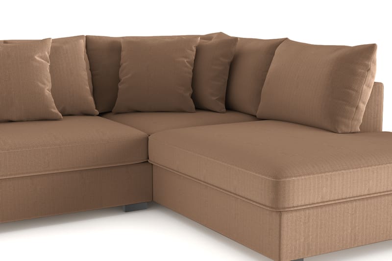 Rossita 4-seters Høyrevendt L-formet Dyp Sjeselongsofa i Kordfløyel - Brun - Møbler - Sofaer - Sofa med sjeselong