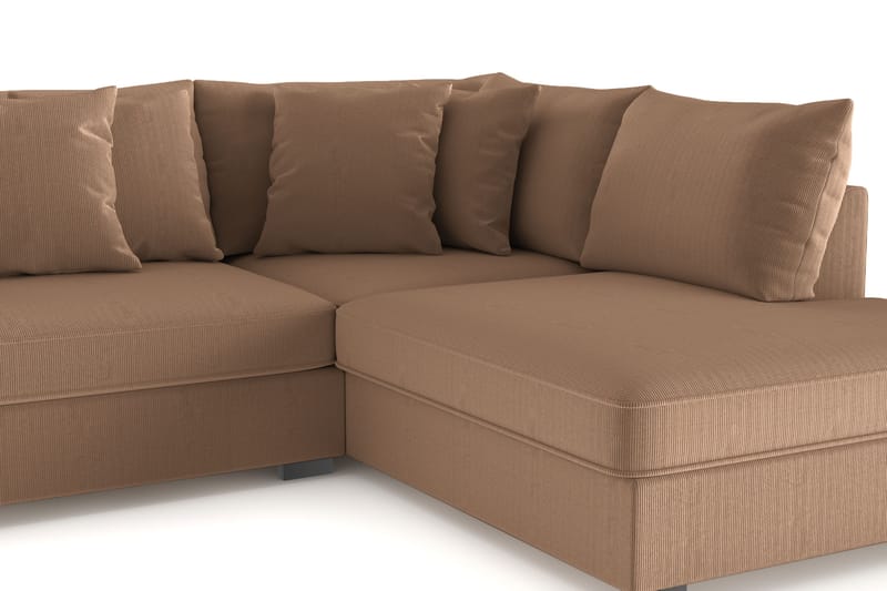 Rossita 4-seters Høyrevendt L-formet Dyp Sjeselongsofa i Kordfløyel - Brun - Møbler - Sofaer - Sofa med sjeselong
