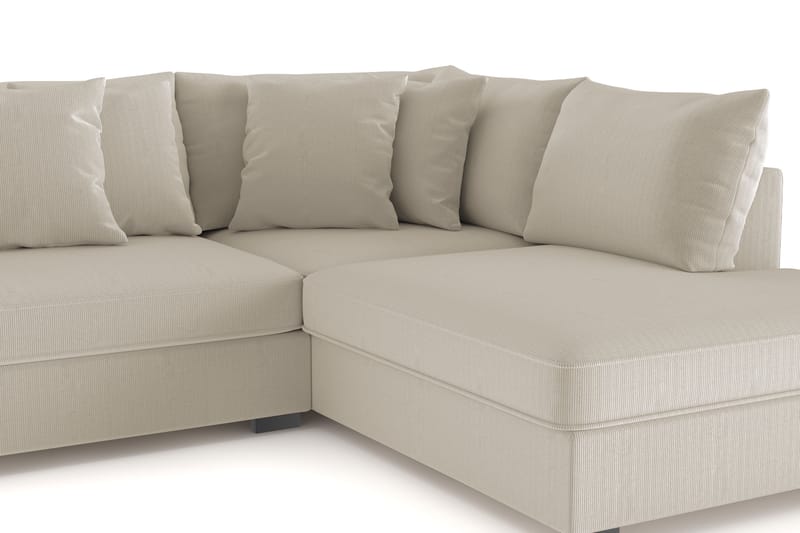 Rossita 4-seters Høyrevendt L-formet Dyp Sjeselongsofa i Kordfløyel - Greige - Møbler - Sofaer - Sofa med sjeselong