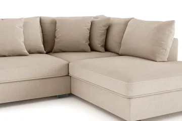 Rossita 4-seters Høyrevendt L-formet Dyp Sjeselongsofa i Stoff - Beige - Møbler - Sofaer - Sofa med sjeselong