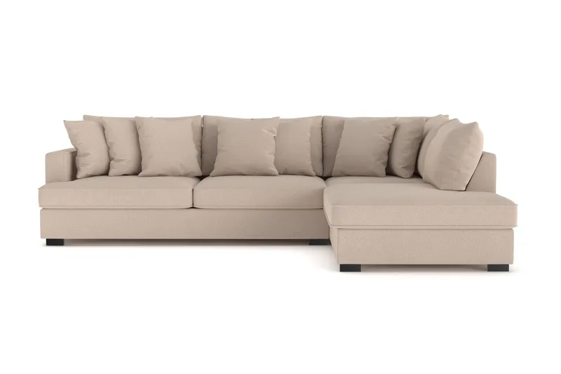 Rossita 4-seters Høyrevendt L-formet Dyp Sjeselongsofa i Stoff - Beige - Møbler - Sofaer - Sofa med sjeselong
