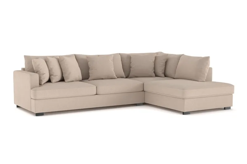Rossita 4-seters Høyrevendt L-formet Dyp Sjeselongsofa i Stoff - Beige - Møbler - Sofaer - Sofa med sjeselong