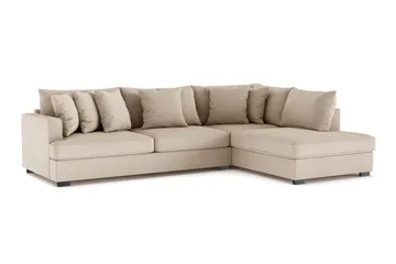 Rossita 4-seters Høyrevendt L-formet Dyp Sjeselongsofa i Stoff - Beige - Møbler - Sofaer - Sofa med sjeselong