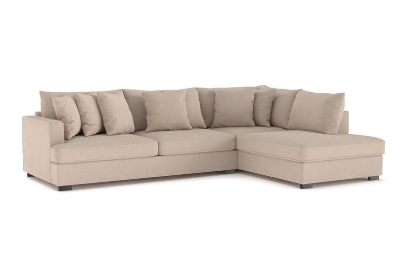 Rossita 4-seters Høyrevendt L-formet Dyp Sjeselongsofa i Stoff - Beige - Møbler - Sofaer - Sofa med sjeselong