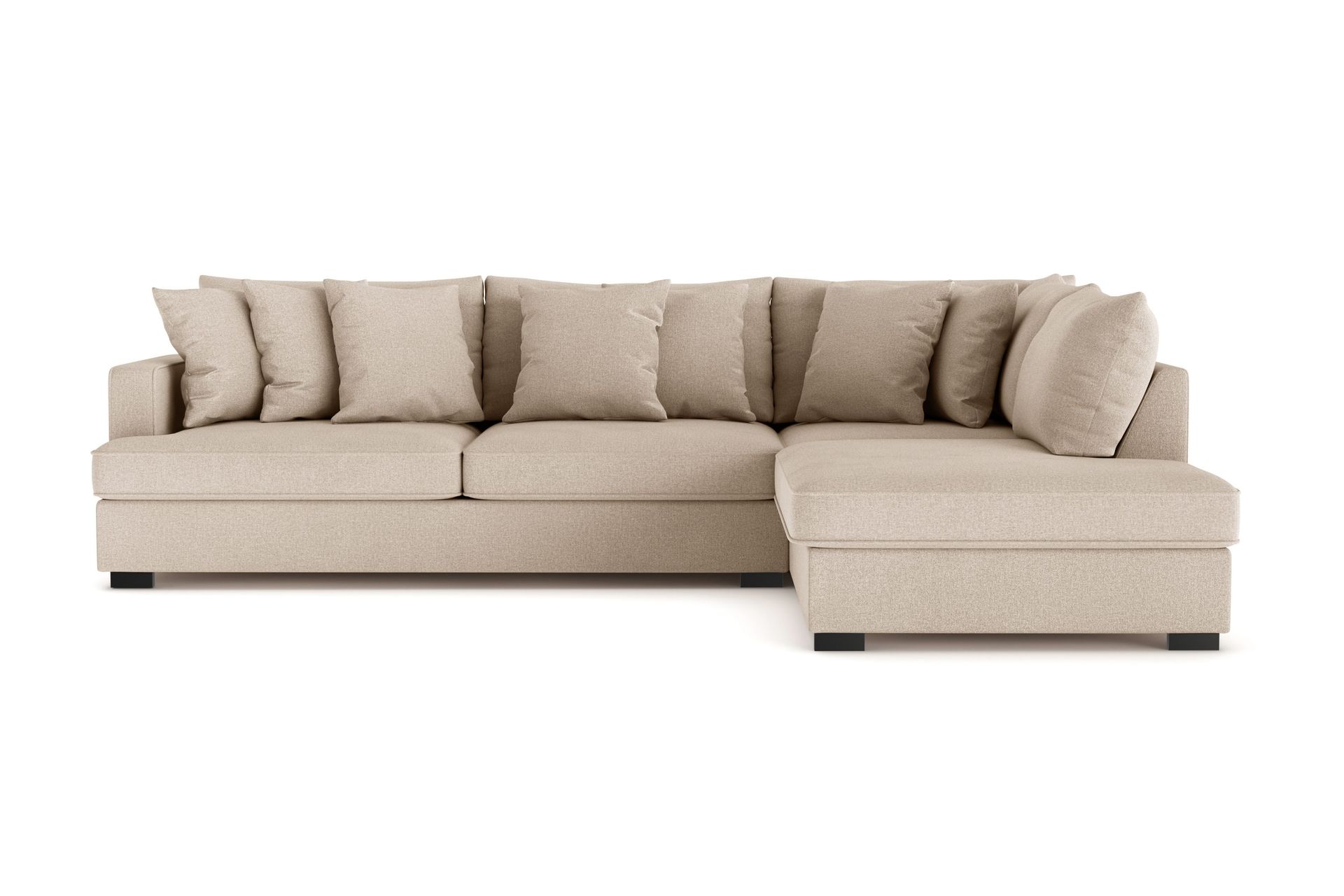 Rossita 4-seters Høyrevendt L-formet Dyp Sjeselongsofa i Stoff - Beige