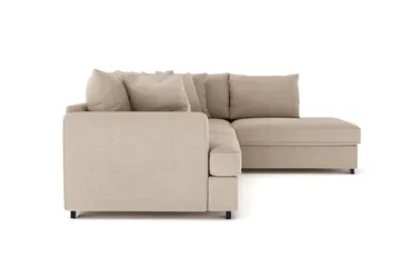 Rossita 4-seters Høyrevendt L-formet Dyp Sjeselongsofa i Stoff - Beige - Møbler - Sofaer - Sofa med sjeselong