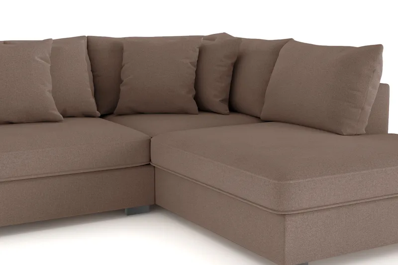 Rossita 4-seters Høyrevendt L-formet Dyp Sjeselongsofa i Stoff - Brun - Møbler - Sofaer - Sofa med sjeselong