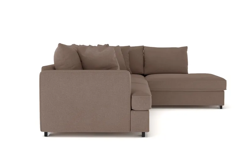 Rossita 4-seters Høyrevendt L-formet Dyp Sjeselongsofa i Stoff - Brun - Møbler - Sofaer - Sofa med sjeselong