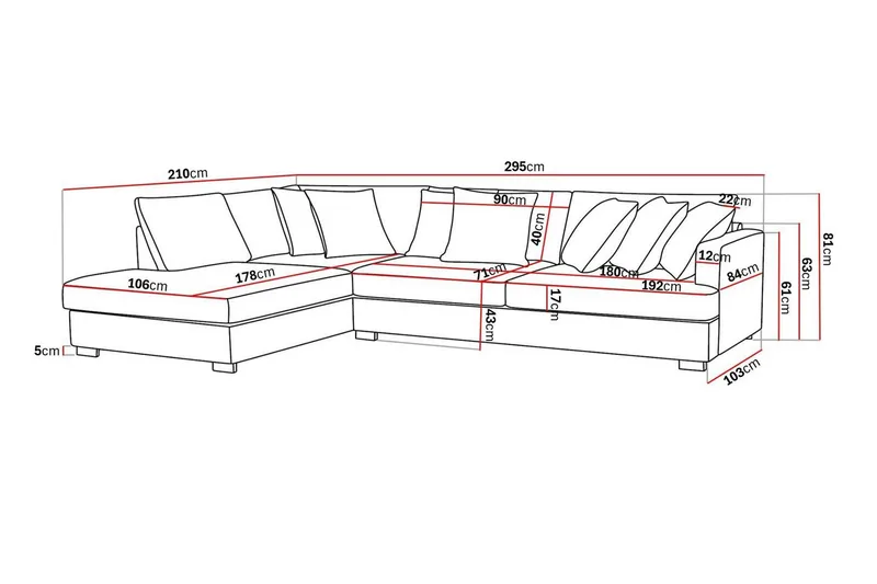 Rossita 4-seters Venstrevendt L-formet Dyp Sjeselongsofa i Chenille - Grå / Brun - Møbler - Sofaer - Sofa med sjeselong