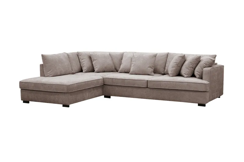 Rossita 4-seters Venstrevendt L-formet Dyp Sjeselongsofa i Chenille - Grå / Brun - Møbler - Sofaer - Sofa med sjeselong