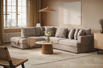 Rossita 4-seters Venstrevendt L-formet Dyp Sjeselongsofa i Chenille - Grå / Brun - Møbler - Sofaer - Sofa med sjeselong