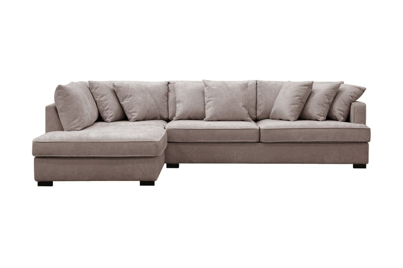 Rossita 4-seters Venstrevendt L-formet Dyp Sjeselongsofa i Chenille - Grå / Brun - Møbler - Sofaer - Sofa med sjeselong
