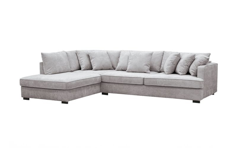 Rossita 4-seters Venstrevendt L-formet Dyp Sjeselongsofa i Chenille - Grå / Brun - Møbler - Sofaer - Sofa med sjeselong