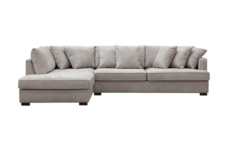 Rossita 4-seters Venstrevendt L-formet Dyp Sjeselongsofa i Chenille, Grå / Brun