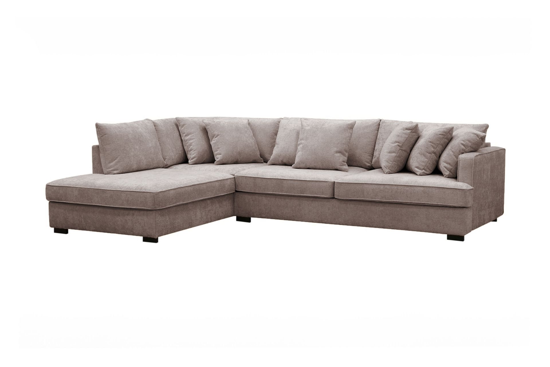 Rossita 4-seters Venstrevendt L-formet Dyp Sjeselongsofa i Chenille - Grå / Brun - Møbler - Sofaer - Sofa med sjeselong