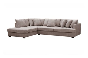 Rossita 4-seters Venstrevendt L-formet Dyp Sjeselongsofa i Chenille - Grå / Brun - Møbler - Sofaer - Sofa med sjeselong