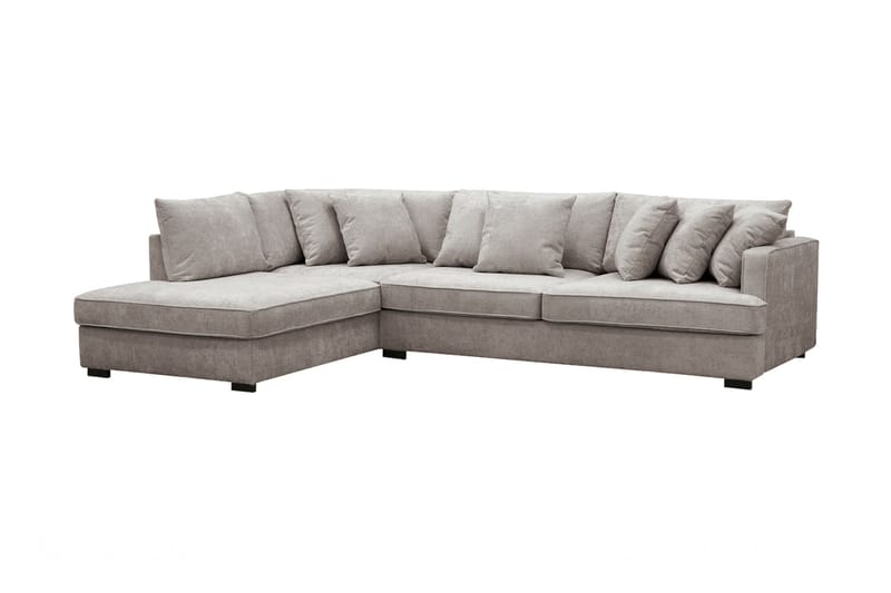 Rossita 4-seters Venstrevendt L-formet Dyp Sjeselongsofa i Chenille - Grå / Brun - Møbler - Sofaer - Sofa med sjeselong