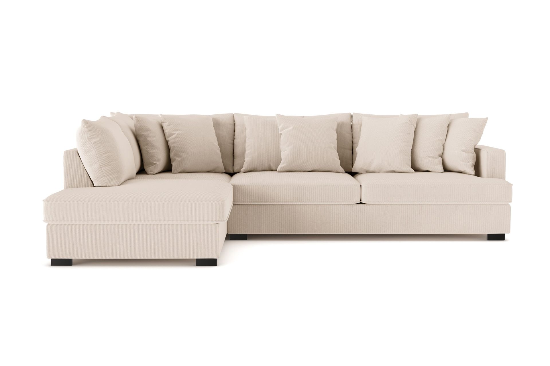 Rossita 4-seters Venstrevendt L-formet Dyp Sjeselongsofa i Kordfløyel - Beige