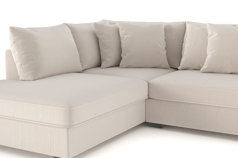Rossita 4-seters Venstrevendt L-formet Dyp Sjeselongsofa i Kordfløyel - Beige - Møbler - Sofaer - Sofa med sjeselong