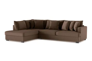 Rossita 4-seters Venstrevendt L-formet Dyp Sjeselongsofa i Kordfløyel - Brun - Møbler - Sofaer - Sofa med sjeselong