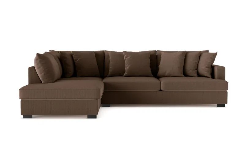 Rossita 4-seters Venstrevendt L-formet Dyp Sjeselongsofa i Kordfløyel - Brun - Møbler - Sofaer - Sofa med sjeselong