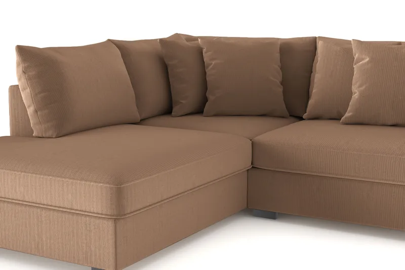 Rossita 4-seters Venstrevendt L-formet Dyp Sjeselongsofa i Kordfløyel - Brun - Møbler - Sofaer - Sofa med sjeselong