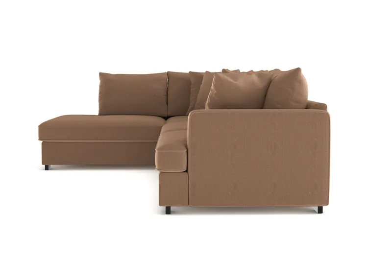 Rossita 4-seters Venstrevendt L-formet Dyp Sjeselongsofa i Kordfløyel - Brun - Møbler - Sofaer - Sofa med sjeselong