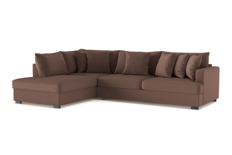 Rossita 4-seters Venstrevendt L-formet Dyp Sjeselongsofa i Kordfløyel - Brun - Møbler - Sofaer - Sofa med sjeselong