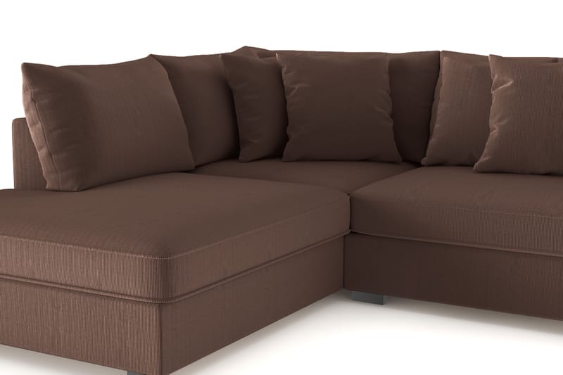 Rossita 4-seters Venstrevendt L-formet Dyp Sjeselongsofa i Kordfløyel - Brun - Møbler - Sofaer - Sofa med sjeselong