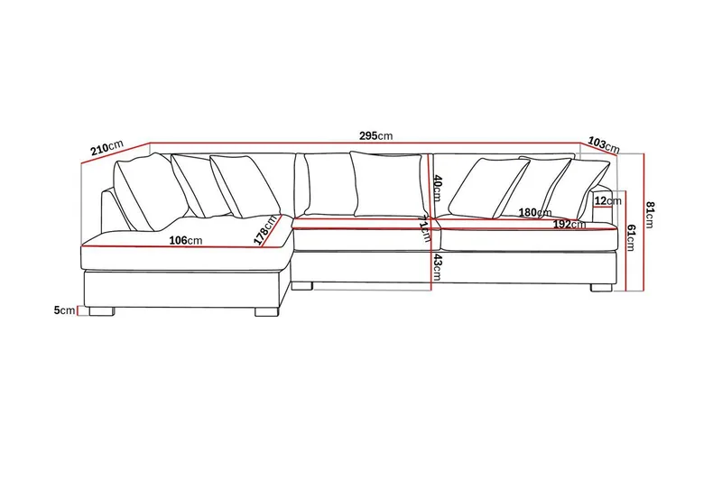 Rossita 4-seters Venstrevendt L-formet Dyp Sjeselongsofa i Kordfløyel - Brun - Møbler - Sofaer - Sofa med sjeselong