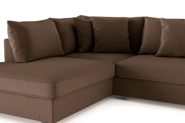 Rossita 4-seters Venstrevendt L-formet Dyp Sjeselongsofa i Kordfløyel - Brun - Møbler - Sofaer - Sofa med sjeselong