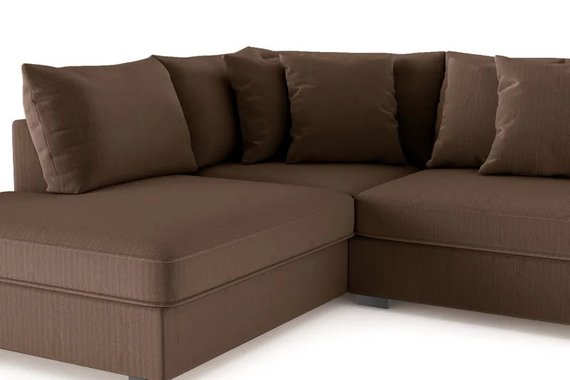 Rossita 4-seters Venstrevendt L-formet Dyp Sjeselongsofa i Kordfløyel - Brun - Møbler - Sofaer - Sofa med sjeselong