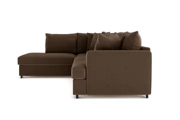 Rossita 4-seters Venstrevendt L-formet Dyp Sjeselongsofa i Kordfløyel - Brun - Møbler - Sofaer - Sofa med sjeselong