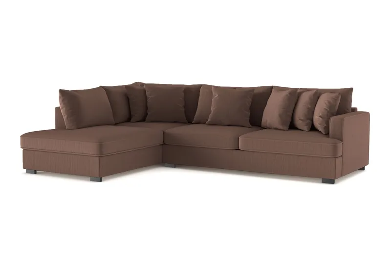 Rossita 4-seters Venstrevendt L-formet Dyp Sjeselongsofa i Kordfløyel - Brun - Møbler - Sofaer - Sofa med sjeselong