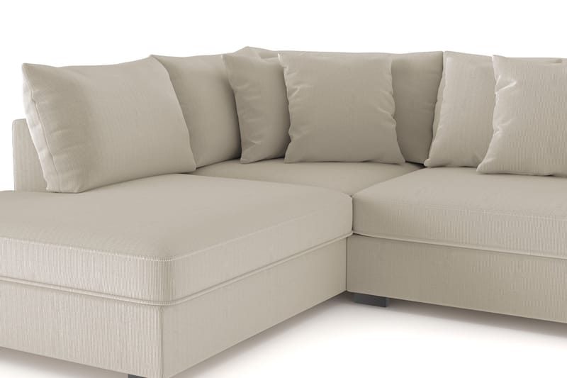 Rossita 4-seters Venstrevendt L-formet Dyp Sjeselongsofa i Kordfløyel - Greige - Møbler - Sofaer - Sofa med sjeselong