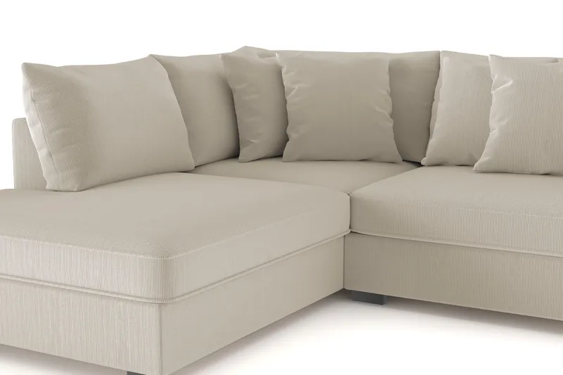 Rossita 4-seters Venstrevendt L-formet Dyp Sjeselongsofa i Kordfløyel - Greige - Møbler - Sofaer - Sofa med sjeselong