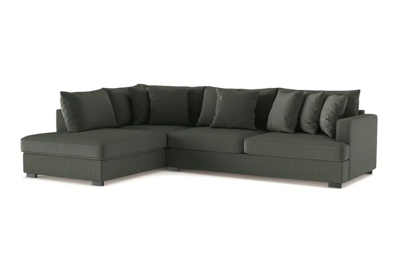 Rossita 4-seters Venstrevendt L-formet Dyp Sjeselongsofa i Kordfløyel - Mørkegrønn - Møbler - Sofaer - Sofa med sjeselong