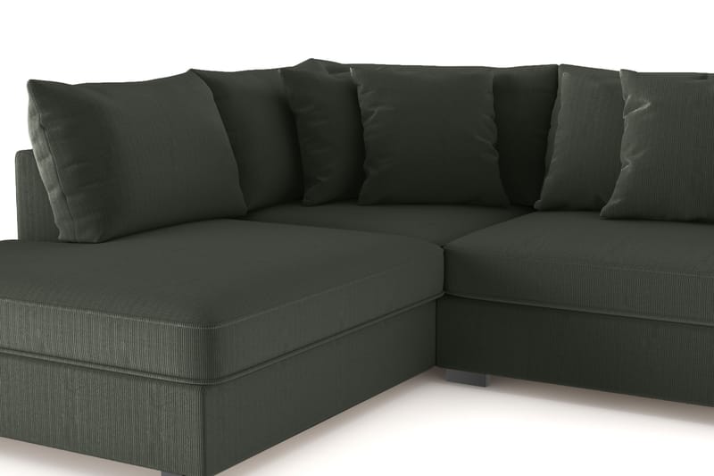 Rossita 4-seters Venstrevendt L-formet Dyp Sjeselongsofa i Kordfløyel - Mørkegrønn - Møbler - Sofaer - Sofa med sjeselong
