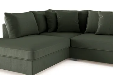 Rossita 4-seters Venstrevendt L-formet Dyp Sjeselongsofa i Kordfløyel - Mørkegrønn - Møbler - Sofaer - Sofa med sjeselong