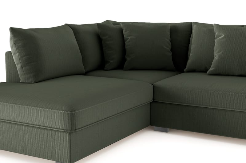 Rossita 4-seters Venstrevendt L-formet Dyp Sjeselongsofa i Kordfløyel - Mørkegrønn - Møbler - Sofaer - Sofa med sjeselong