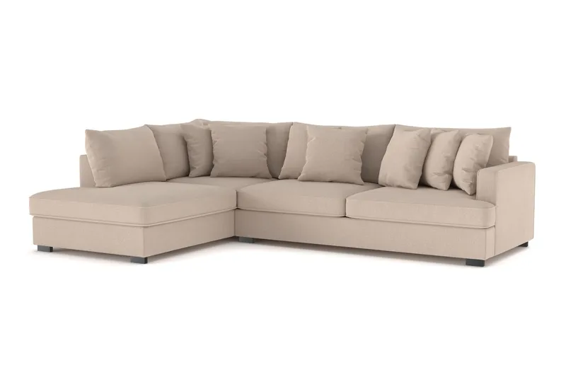 Rossita 4-seters Venstrevendt L-formet Dyp Sjeselongsofa i Stoff - Beige - Møbler - Sofaer - Sofa med sjeselong