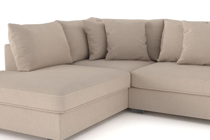 Rossita 4-seters Venstrevendt L-formet Dyp Sjeselongsofa i Stoff - Beige - Møbler - Sofaer - Sofa med sjeselong