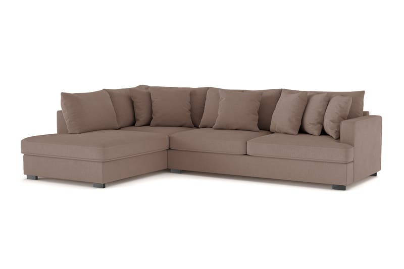 Rossita 4-seters Venstrevendt L-formet Dyp Sjeselongsofa i Stoff - Brun - Møbler - Sofaer - Sofa med sjeselong