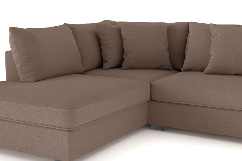 Rossita 4-seters Venstrevendt L-formet Dyp Sjeselongsofa i Stoff - Brun - Møbler - Sofaer - Sofa med sjeselong