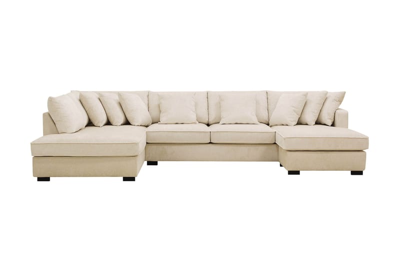 Rossita 5-seters divansofa med sjeselong i chenille Venstre - Beige - Møbler - Sofaer - U-sofa