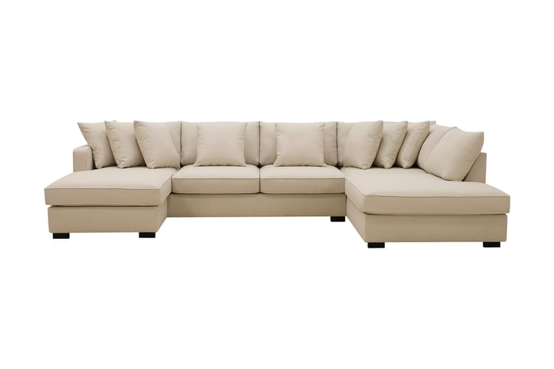 Rossita 5-seters Høyrevendt U-formet Dyp Sofa med Divan og Sjeselong i Bouclé - Beige - Møbler - Sofaer - U-sofa